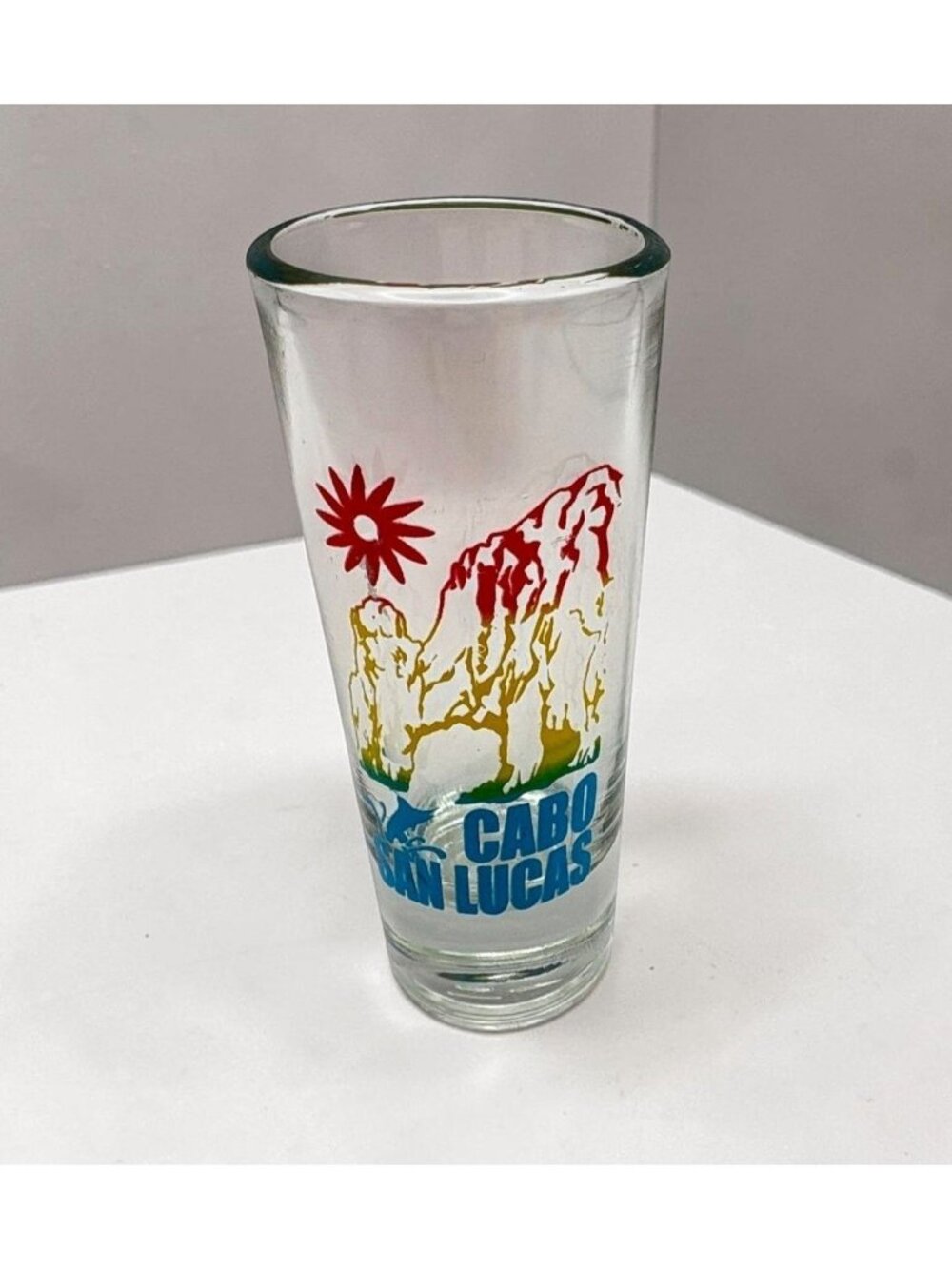 Cabo San Lucas Mexico Shot Glass Travel Souvenir Colorful Graphic Barware